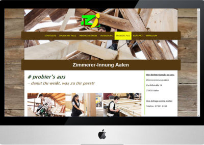 Zimmererinnung Aalen, Landingpage